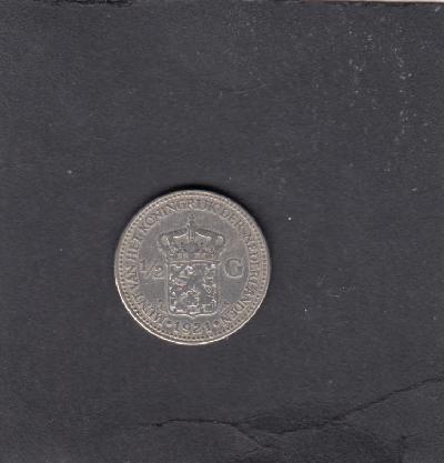 Beschrijving: 1/2 Gulden WILHELMINA